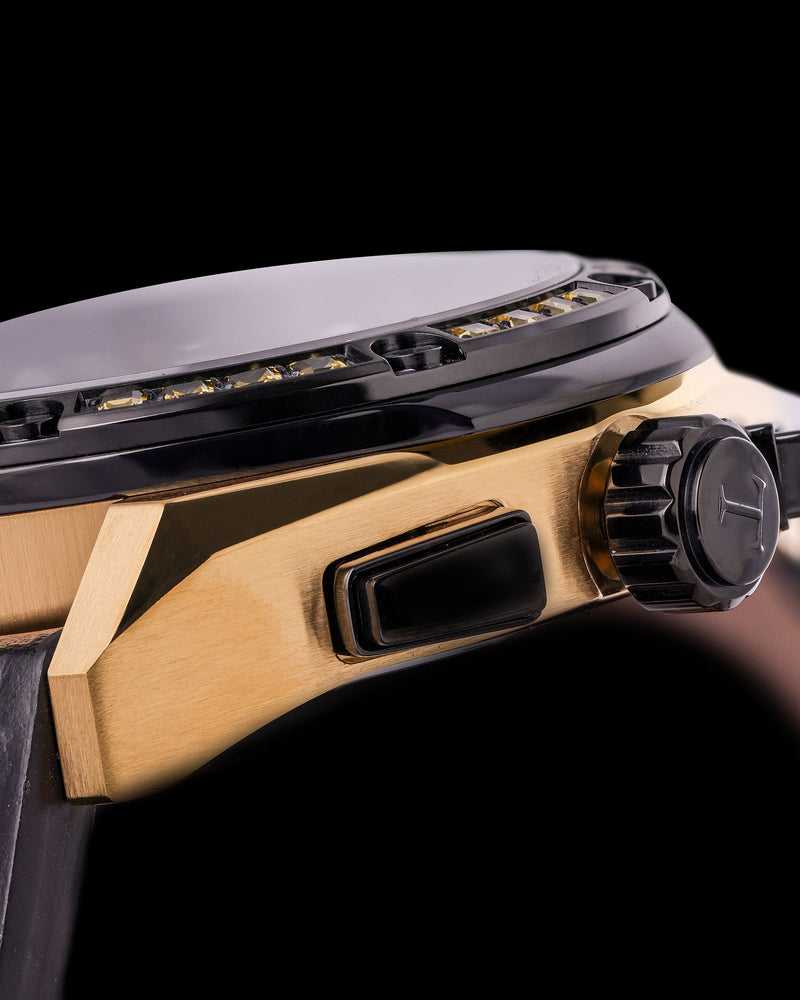 
                  
                    Load image into Gallery viewer, RAWR III TW024F-D8A (Gold/Black) witth Gold Swarovski (Black Leather  Strap)
                  
                