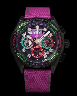 
                  
                    Load image into Gallery viewer, RAWR III TW024F-D9 (Black) with Purple Green Swarovski (Purple Leather Strap)
                  
                