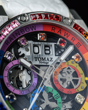 
                  
                    Load image into Gallery viewer, RAWR III TW024I-D3 (Silver) with Rainbow Swarovski (White Salmon Leather Strap)
                  
                