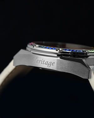 
                  
                    Load image into Gallery viewer, RAWR III TW024I-D3 (Silver) with Rainbow Swarovski (White Salmon Leather Strap)
                  
                