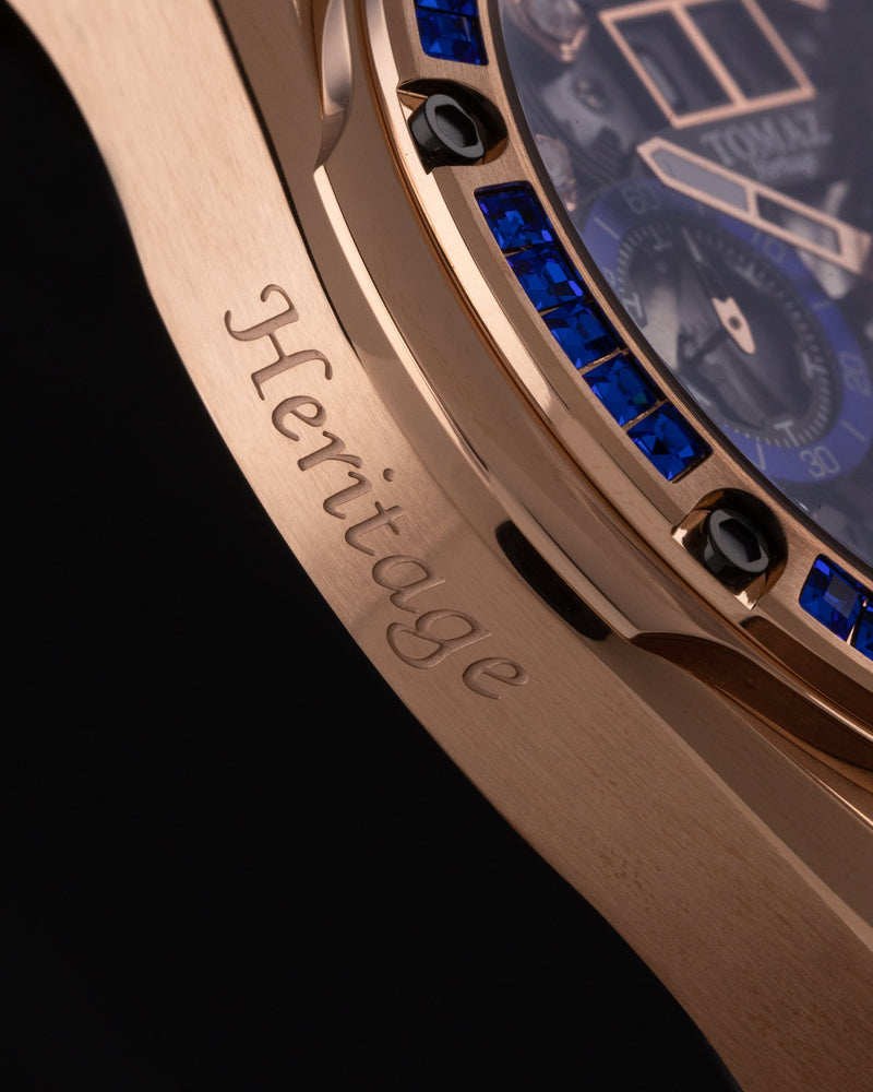 
                  
                    Load image into Gallery viewer, RAWR III TW024I-D8 (Rosegold) with Blue Swarovski (Orange Salmon Leather Strap)
                  
                