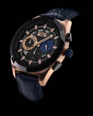 
                  
                    Load image into Gallery viewer, Romeo XXV TW025-D10 (Rosegold/Black) Blue Leather Strap
                  
                