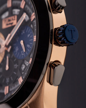 
                  
                    Load image into Gallery viewer, Romeo XXV TW025-D10 (Rosegold/Black) Blue Leather Strap
                  
                