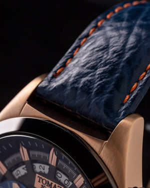 
                  
                    Load image into Gallery viewer, Romeo XXV TW025-D11 (Rosegold/Black) Blue Stitching Red Leather Strap
                  
                