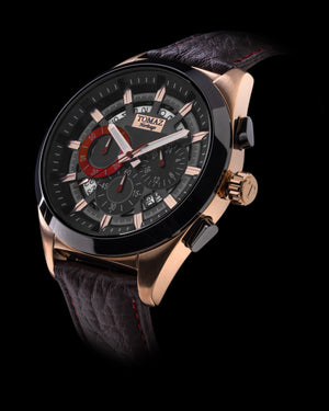 
                  
                    Load image into Gallery viewer, Romeo XXV TW025-D12 (Rosegold/Black) Coffee Leather Strap
                  
                