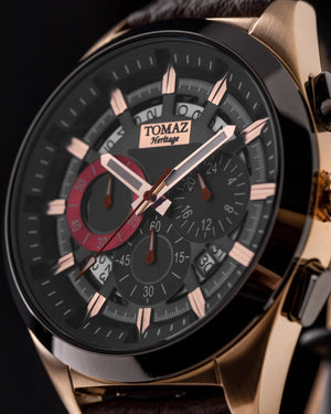 
                  
                    Load image into Gallery viewer, Romeo XXV TW025-D12 (Rosegold/Black) Coffee Leather Strap
                  
                