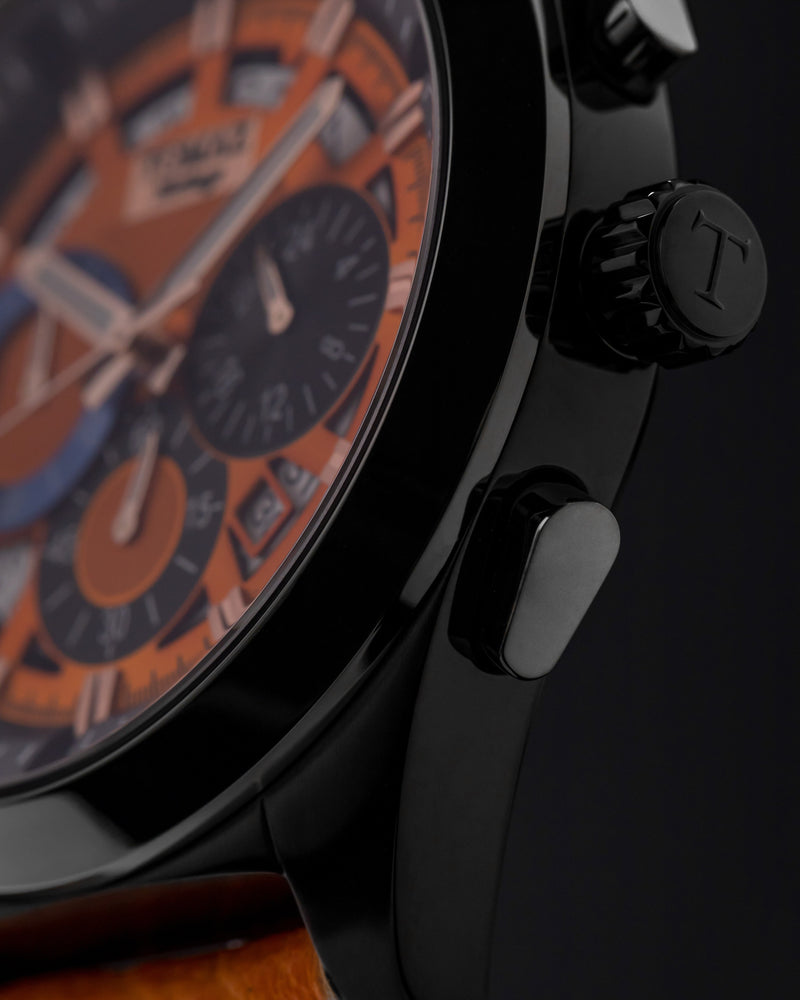 
                  
                    Load image into Gallery viewer, Romeo XXV TW025-D14 (Black/Orange) Orange Leather Strap
                  
                