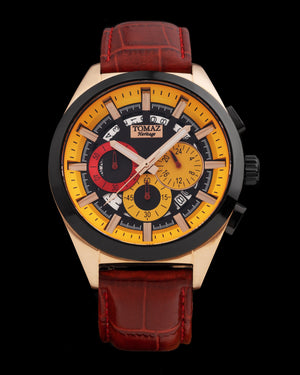 
                  
                    Load image into Gallery viewer, Romeo XXV TW025-D16 (Rosegold/Black/Yellow) Red Bamboo Leather Strap
                  
                