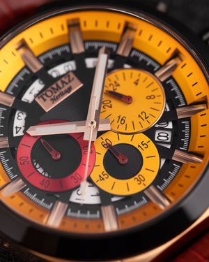 
                  
                    Load image into Gallery viewer, Romeo XXV TW025-D16 (Rosegold/Black/Yellow) Red Bamboo Leather Strap
                  
                