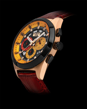 
                  
                    Load image into Gallery viewer, Romeo XXV TW025-D16 (Rosegold/Black/Yellow) Red Bamboo Leather Strap
                  
                