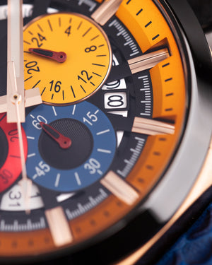 
                  
                    Load image into Gallery viewer, Romeo XXV TW025-D17 (Rosegold/Black/Yellow) Blue Salmon Leather Strap
                  
                