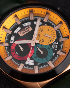 
                  
                    Load image into Gallery viewer, Romeo XXV TW025-D18 (Rosegold/Black/Yellow) Green Bamboo Leather Strap
                  
                