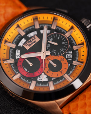 
                  
                    Load image into Gallery viewer, Romeo XXV TW025-D19 (Rosegold/Black/Yellow) Orange Salmon Leather Strap
                  
                