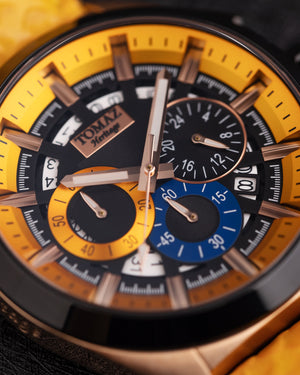 
                  
                    Load image into Gallery viewer, Romeo XXV TW025-D20 (Rosegold/Black/Yellow) Yellow Salmon Leather Strap
                  
                