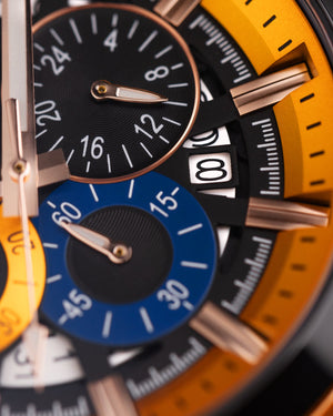 
                  
                    Load image into Gallery viewer, Romeo XXV TW025-D20 (Rosegold/Black/Yellow) Yellow Salmon Leather Strap
                  
                