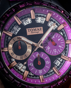 
                  
                    Load image into Gallery viewer, Juliet TW025L-D12 (Black/Purple) with Dark Purple Swarovski Purple Leather Strap)
                  
                