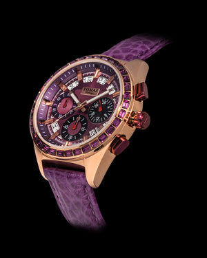 
                  
                    Load image into Gallery viewer, Juliet TW025L-D13 (Rosegold/Purple) with Purple Swarovski (Purple Leather Strap)
                  
                