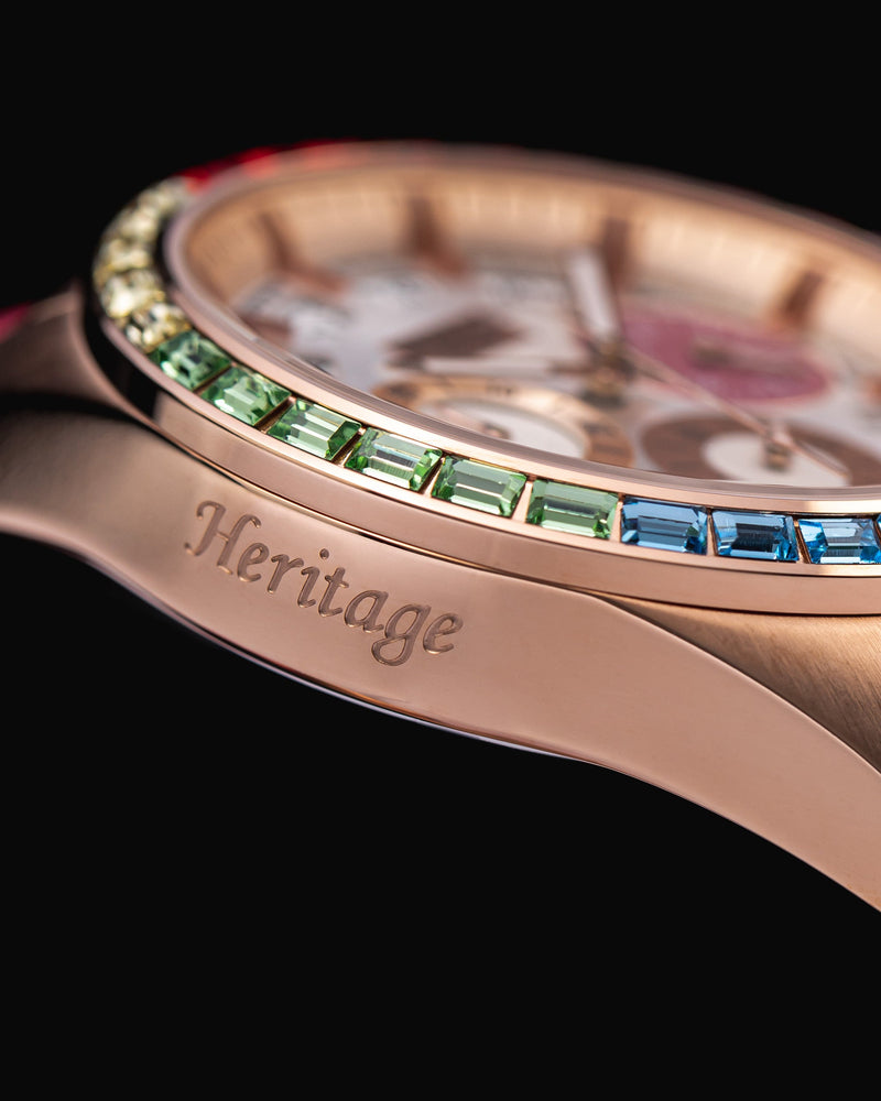 
                  
                    Load image into Gallery viewer, Juliet TW025L-D16 (Rosegold/White) with Rainbow Swarovski (Pink Leather Strap)
                  
                