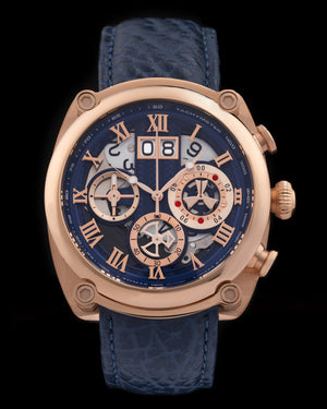 
                  
                    Load image into Gallery viewer, Xavier TW026-D3B (Rosegold/Blue) Navy Leather Strap
                  
                