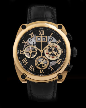 
                  
                    Load image into Gallery viewer, Xavier TW026-D7A (Gold/Black) Black Leather Strap
                  
                