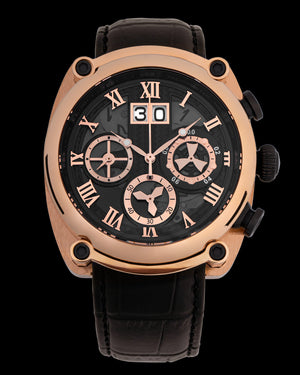 
                  
                    Load image into Gallery viewer, Xavier TW026-D2 (Rosegold/Black) Black Bamboo Leather Strap
                  
                