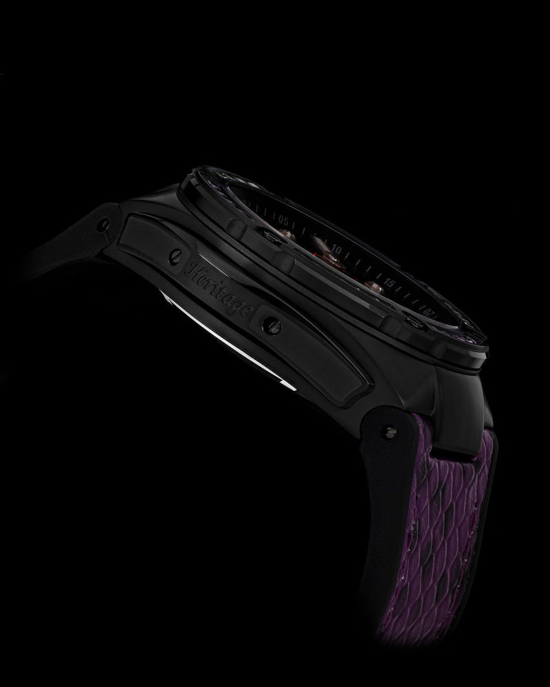 
                  
                    Load image into Gallery viewer, Royale XL TW027S-D15 (Black) with Swarovski (Purple Black Leather with Rubber Strap)
                  
                