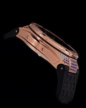 
                  
                    Load image into Gallery viewer, Royale XL TW027S-D2 (Rosegold) with Swarovski (Black Leather with Rubber Strap)
                  
                