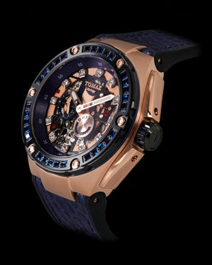 
                  
                    Load image into Gallery viewer, Royale XL TW027S-D3 (Rosegold) with Swarovski (Blue Leather with Rubber Strap)
                  
                