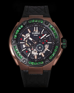 
                  
                    Load image into Gallery viewer, Royale XL TW027S-D5 (Coffee/Black) with Swarovski (Coffee Salmon Leather with Rubber Strap)
                  
                