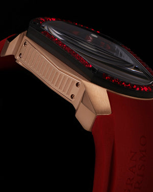 
                  
                    Load image into Gallery viewer, GT Skeleton TW028-D13 (Rosegold/Red) with Red Swarovski (Red Rubber Strap)
                  
                