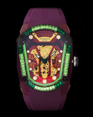 
                  
                    Load image into Gallery viewer, GT Skeleton TW028-D19 (Purple) with Purple Green Swarovski (Purple Rubber Strap)
                  
                