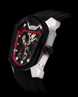 
                  
                    Load image into Gallery viewer, GT Skeleton TW028-D1 (Black/Red) with Black Swarovski (Black Rubber Strap)
                  
                