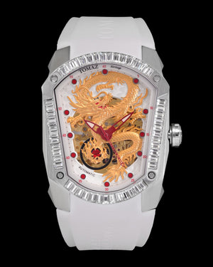 
                  
                    Load image into Gallery viewer, GT Dragon TW028E-D1 (Silver/White) with White Swarovski (White Rubber Strap)
                  
                