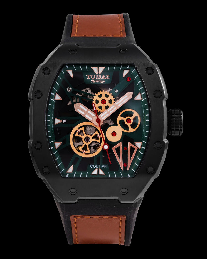 
                  
                    Load image into Gallery viewer, Colt M4 TW029A-D3 (Black/Green) Brown Leather with Rubber Strap
                  
                