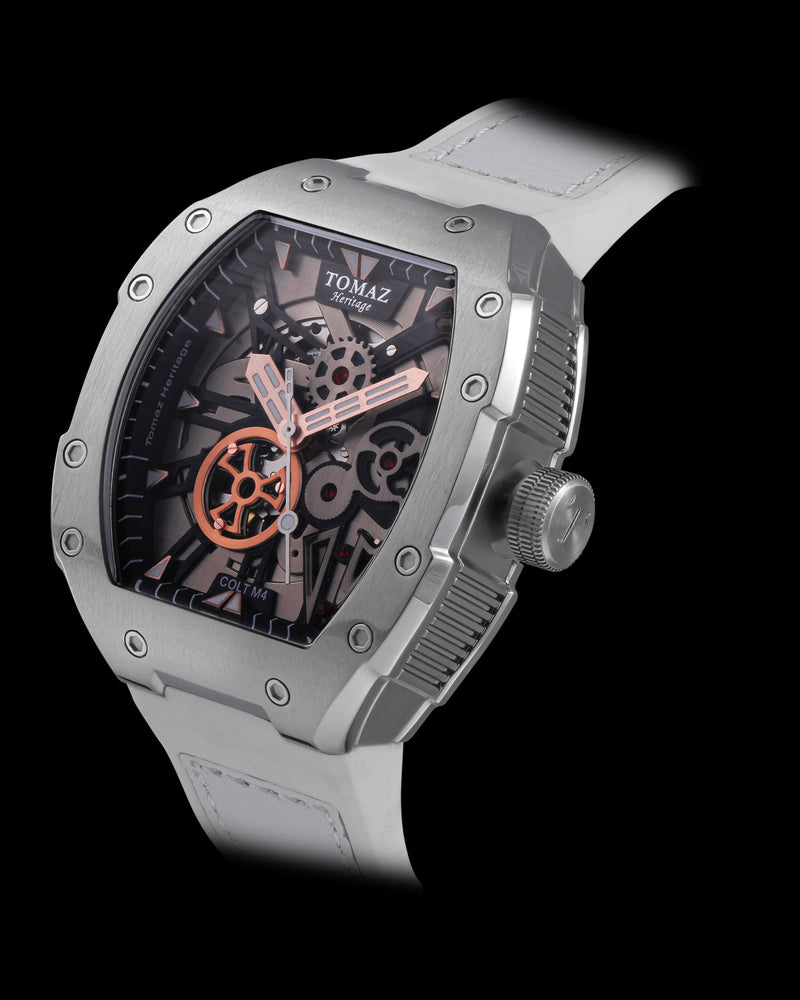 
                  
                    Load image into Gallery viewer, Colt M4 TW029A-D5 (Silver/Grey) White Leather with Rubber Strap
                  
                