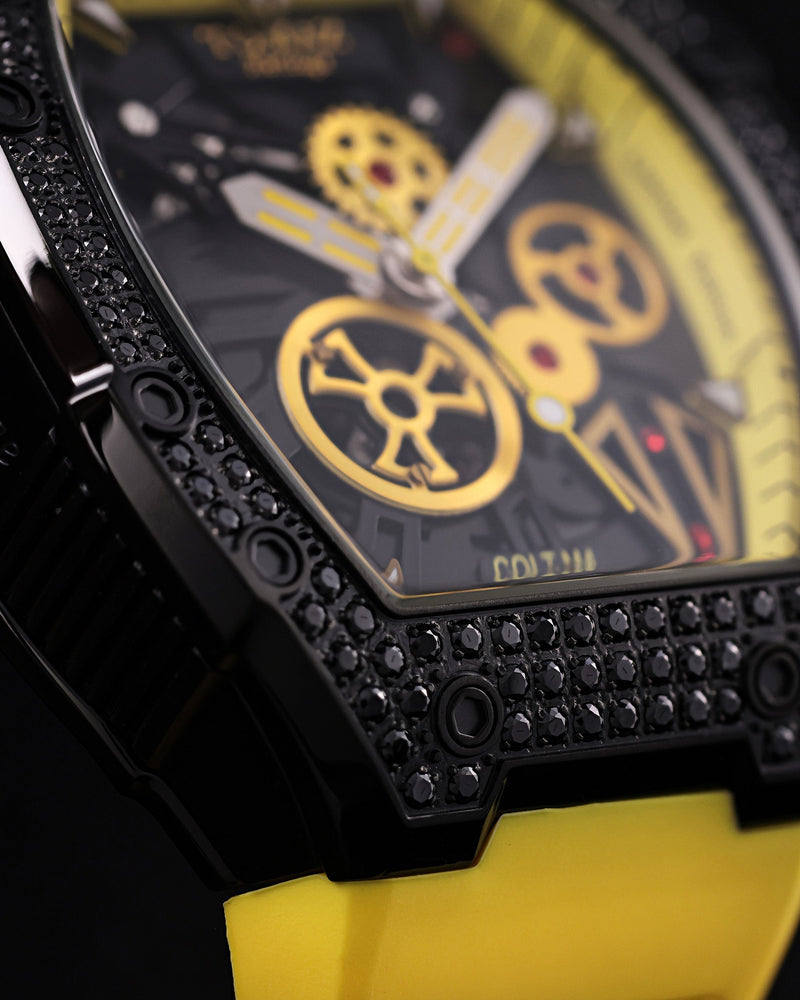 
                  
                    Load image into Gallery viewer, Colt M4 TW029B-D6 (Black/Yellow) with Black Swarovski (Yellow Leather with Rubber Strap)
                  
                