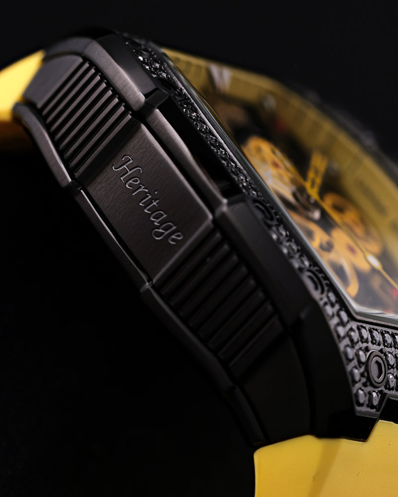 
                  
                    Load image into Gallery viewer, Colt M4 TW029B-D6 (Black/Yellow) with Black Swarovski (Yellow Leather with Rubber Strap)
                  
                