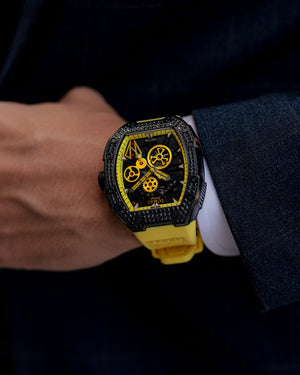 
                  
                    Load image into Gallery viewer, Colt M4 TW029B-D6 (Black/Yellow) with Black Swarovski (Yellow Leather with Rubber Strap)
                  
                