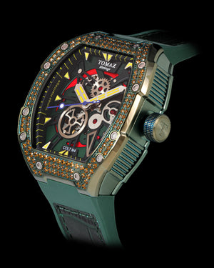 
                  
                    Load image into Gallery viewer, Colt M4 TW029B-D7 (Green/Black) with Gold Swarovski (Green Leather with Rubber Strap )
                  
                