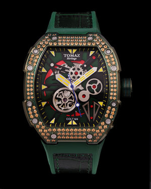 
                  
                    Load image into Gallery viewer, Colt M4 TW029B-D7 (Green/Black) with Gold Swarovski (Green Leather with Rubber Strap )
                  
                