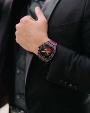 
                  
                    Load image into Gallery viewer, Colt M4 TW029B-D8 (Black) with Purple Swarovski (Purple Leather with Rubber Strap)
                  
                