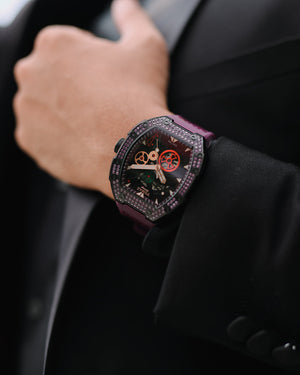 
                  
                    Load image into Gallery viewer, Colt M4 TW029B-D8 (Black) with Purple Swarovski (Purple Leather with Rubber Strap)
                  
                