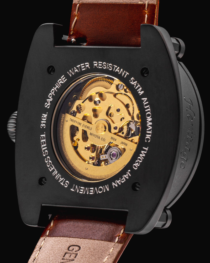 
                  
                    Load image into Gallery viewer, Xavier Automatic TW030-D11 (Black) Brown Leather strap
                  
                