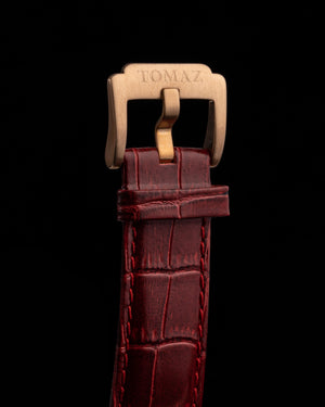 
                  
                    Load image into Gallery viewer, Xavier Automatic TW030-D14 (Rosegold/Red) Red Bamboo Leather Strap
                  
                