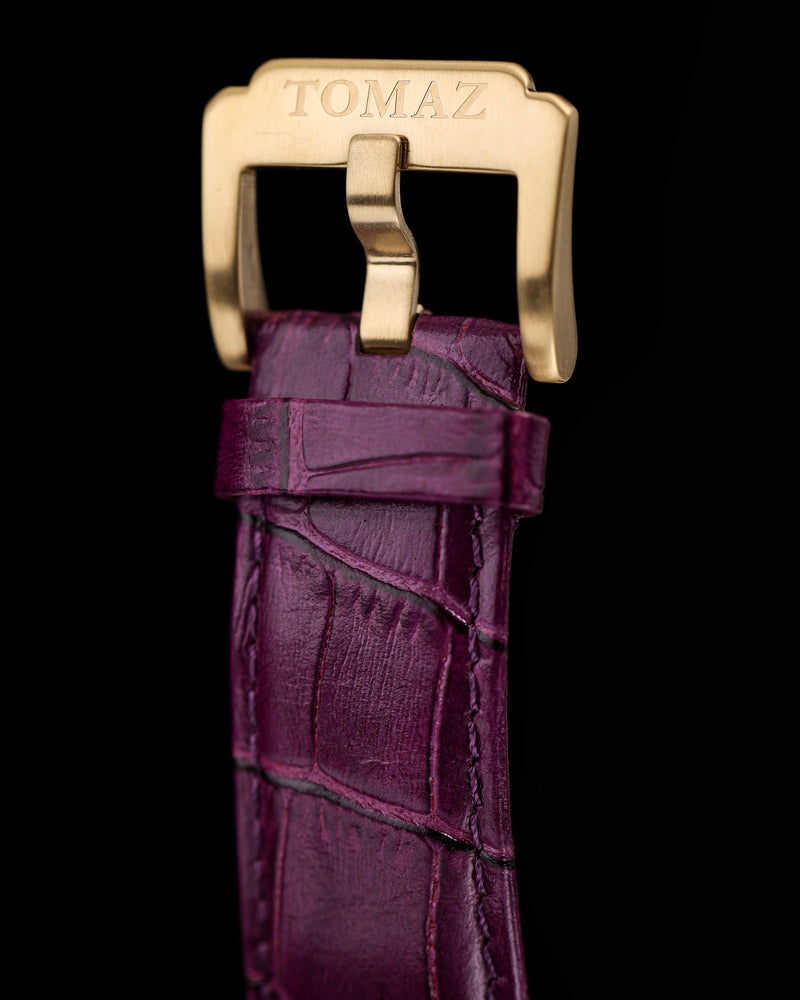 
                  
                    Load image into Gallery viewer, Xavier Automatic TW030-D17 (Gold/Purple) Purple Bamboo Leather Strap
                  
                