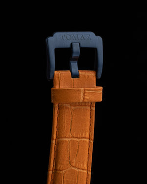 
                  
                    Load image into Gallery viewer, Xavier Automatic TW030-D20 (Blue/Orange) Orange Bamboo Leather Strap
                  
                