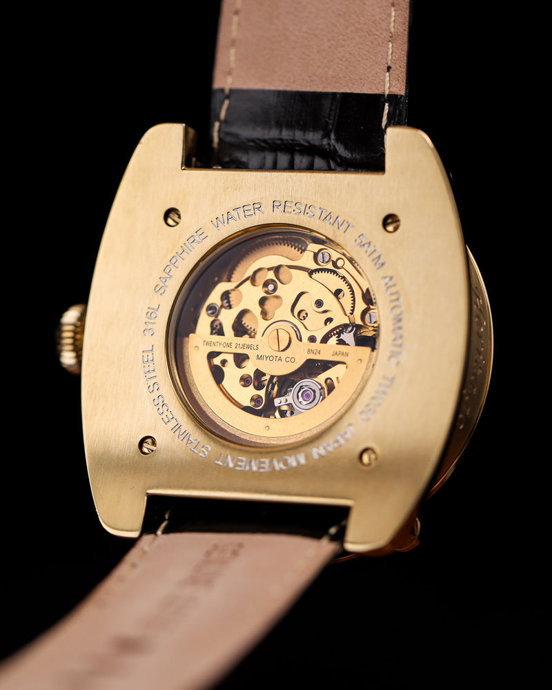 
                  
                    Load image into Gallery viewer, Xavier Automatic TW030-D7 (Gold/White) Black Bamboo Black Strap
                  
                