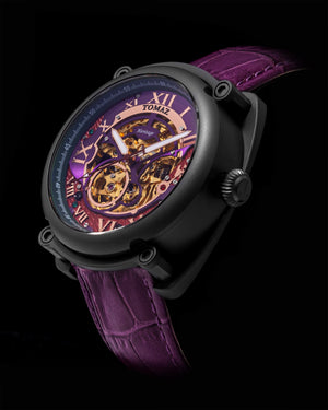 
                  
                    Load image into Gallery viewer, Xavier Automatic TW030-D15 (Black/Purple) Purple Bamboo Leather Strap
                  
                