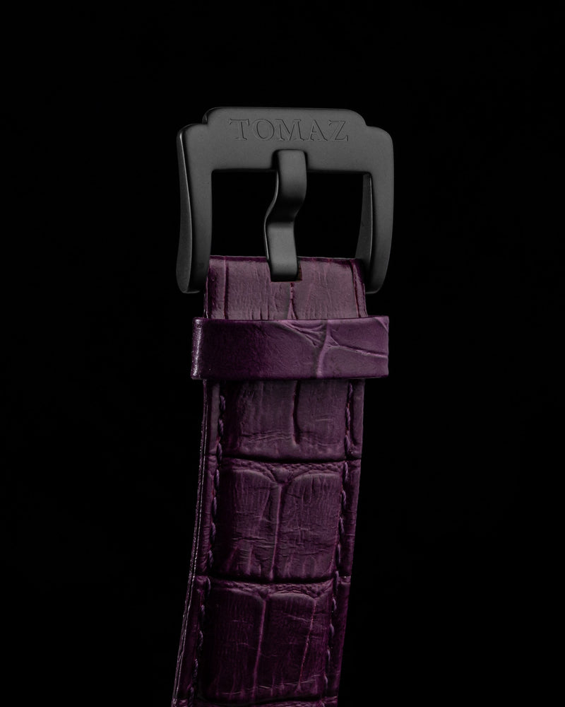 
                  
                    Load image into Gallery viewer, Xavier Automatic TW030-D15 (Black/Purple) Purple Bamboo Leather Strap
                  
                