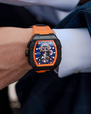 
                  
                    Load image into Gallery viewer, AK47 TW032-D10  (Black/Orange/Blue) Orange Leather with Rubber Strap
                  
                